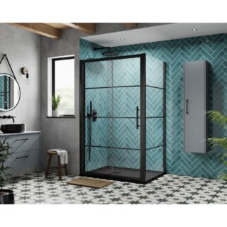 Hudson Reed Apex Sliding Shower Door - 8mm Glass - Matt Black - Image 2