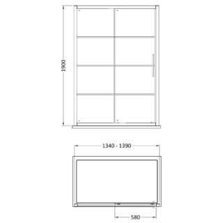 Hudson Reed Apex Sliding Shower Door - 8mm Glass - Matt Black - Image 6