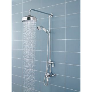 Hudson Reed Victorian Grand Shower Riser Kit With Diverter, Fixed Shower Head And Handset - Chrome - Image 2
