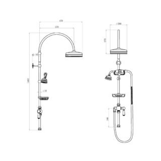 Hudson Reed Deluxe Grand Rigid Riser Kit With Handset And Shower Head - Chrome - Image 2