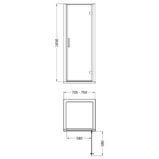 Hudson Reed Pacific Hinged Shower Door - 6mm Glass - D-Handle - Image 3