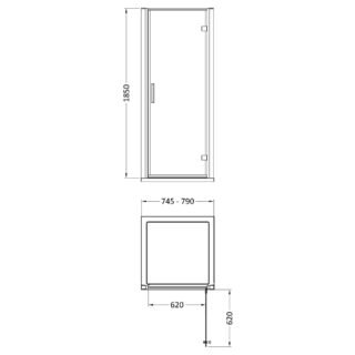 Hudson Reed Pacific Hinged Shower Door - 6mm Glass - D-Handle - Image 4