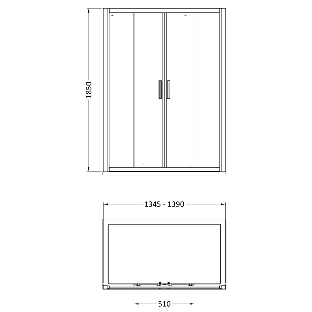 Hudson Reed Pacific Double Sliding Shower Door - 6mm Glass - D-Handle - Image 2