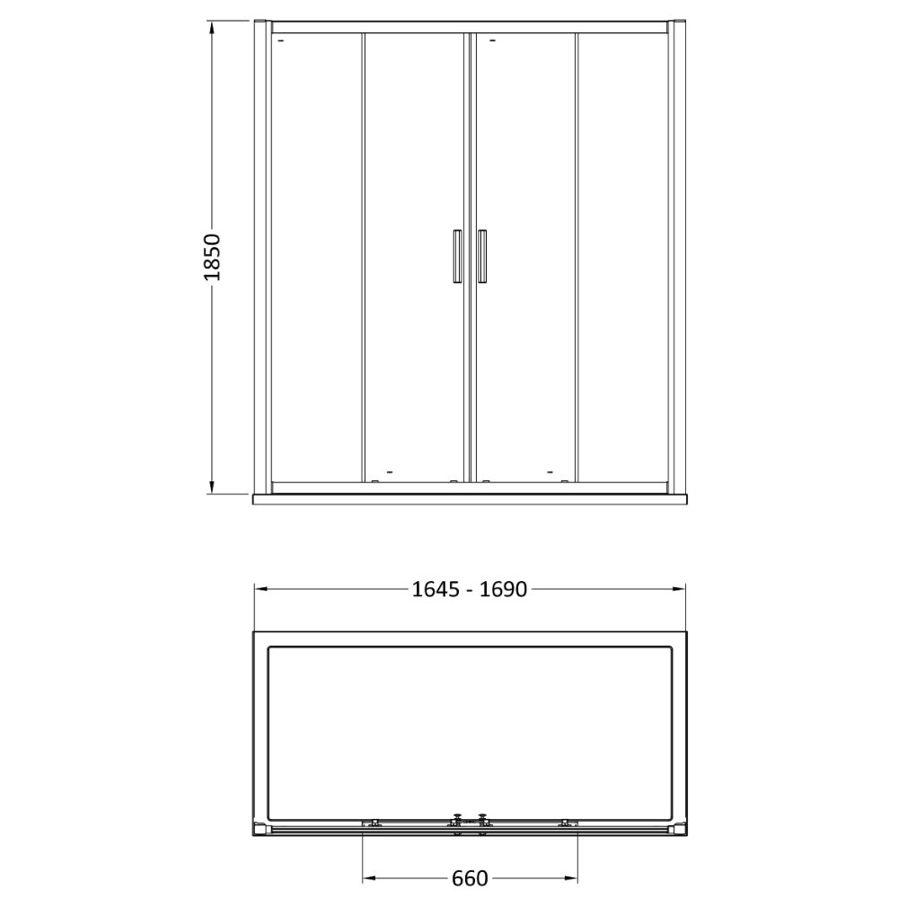 Hudson Reed Pacific Double Sliding Shower Door - 6mm Glass - D-Handle - Image 3