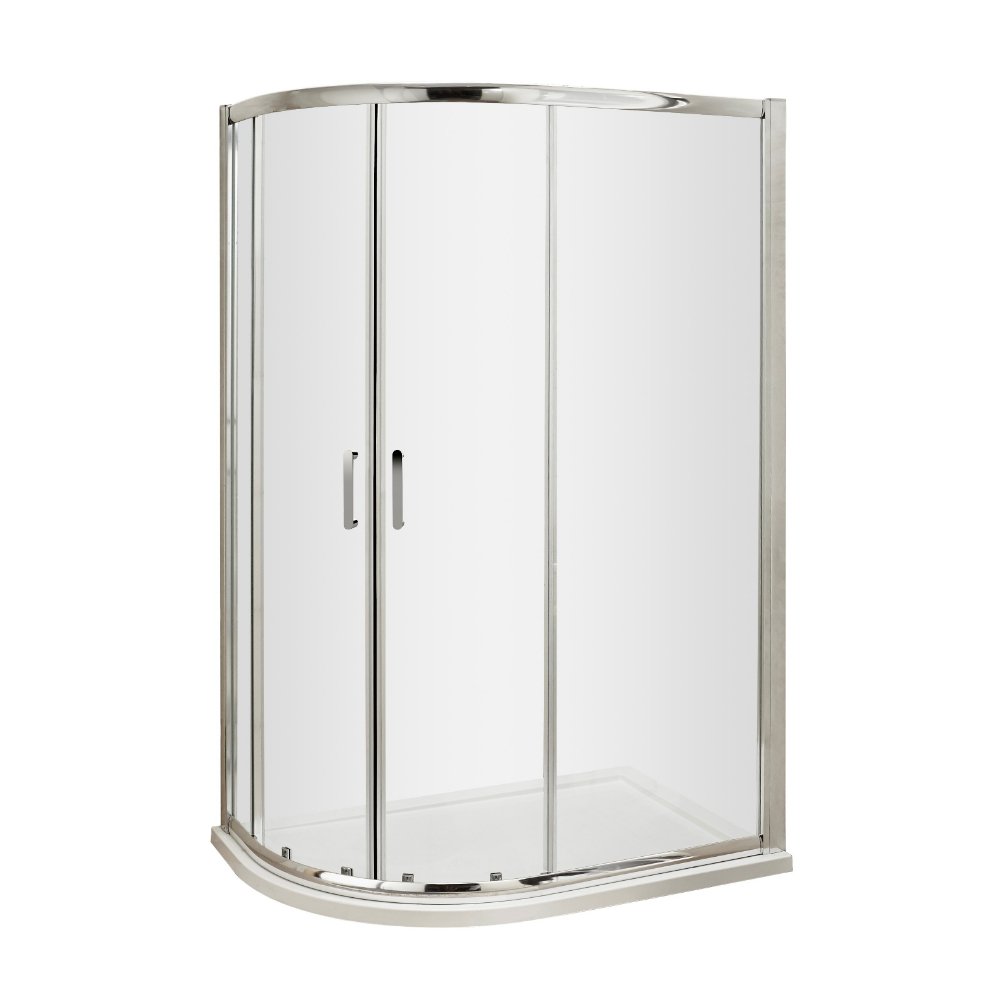 Hudson Reed Pacific 2 Door Offset Quadrant Shower Enclosure With D Shape Handle - 6mm Glass - Chrome