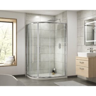 Hudson Reed Pacific 2 Door Offset Quadrant Shower Enclosure With T Bar Handle - 6mm Glass - Chrome - Image 2