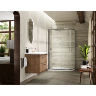 Hudson Reed Pacific 2 Door Offset Quadrant Shower Enclosure With T Bar Handle - 6mm Glass - Chrome - Image 6