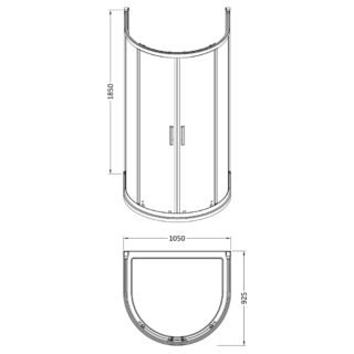 Hudson Reed Pacific 1 Door D Shaped Shower Enclosure With Handle - 6mm Glass - 1050mm x 900mm - Chrome - Image 5