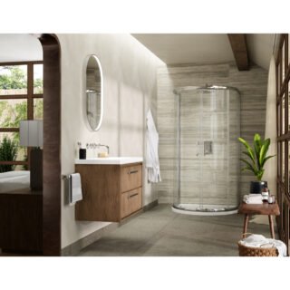 Hudson Reed Pacific 1 Door D Shaped Shower Enclosure With Handle - 6mm Glass - 1050mm x 900mm - Chrome - Image 2