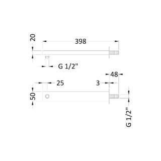 Hudson Reed Wall Mounted Shower Arm - 355mm Long - Chrome - Image 2