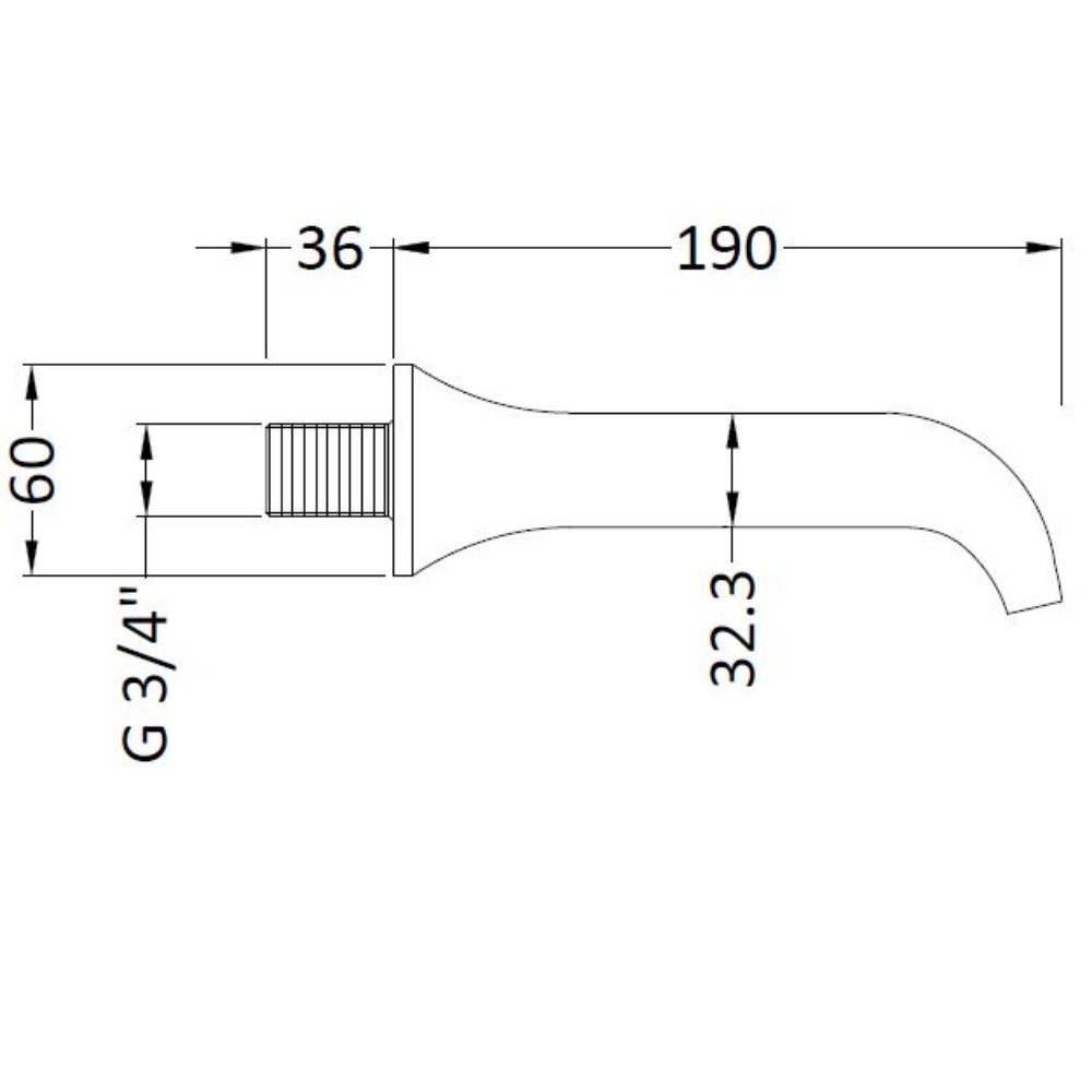 Hudson Reed Tec Lever Wall Mounted Bath Spout - Chrome - Image 2