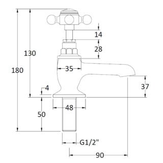 Hudson Reed Topaz Crosshead Hex Basin Pillar Taps - Image 2