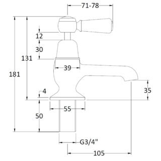 Hudson Reed Topaz Lever Dome Bath Pillar Taps - Image 2