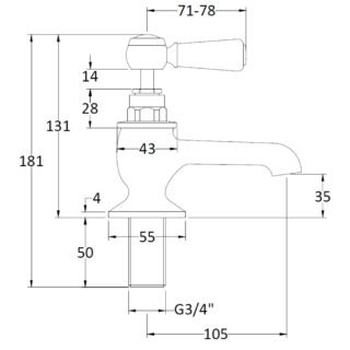 Hudson Reed Topaz Lever Hex Bath Pillar Taps - Image 2