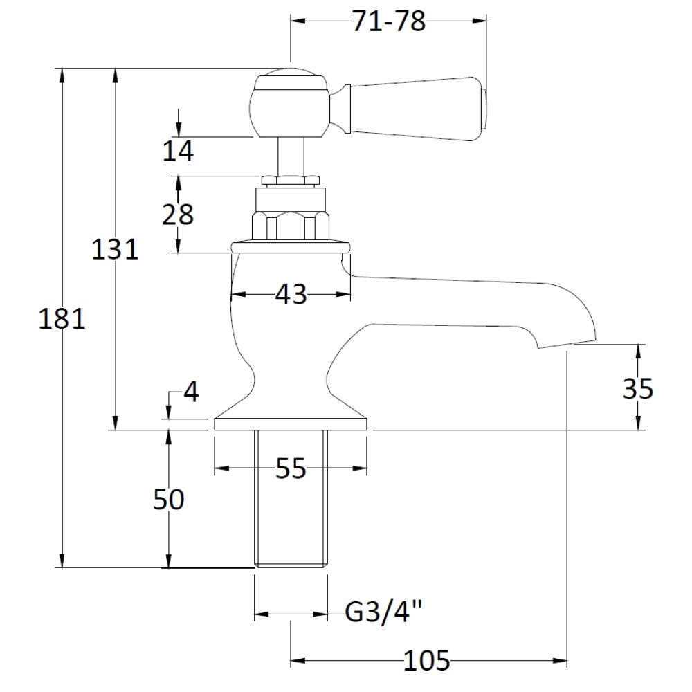 Hudson Reed Topaz Lever Hex Bath Pillar Taps - Image 2