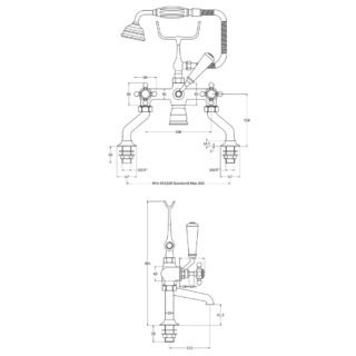 Hudson Reed Topaz Crosshead Hex Deck Mounted Bath Shower Mixer Tap - Image 2