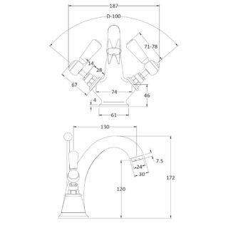 Hudson Reed Topaz Lever Hex Mono Basin Mixer Tap With Pop Up Waste - Image 2