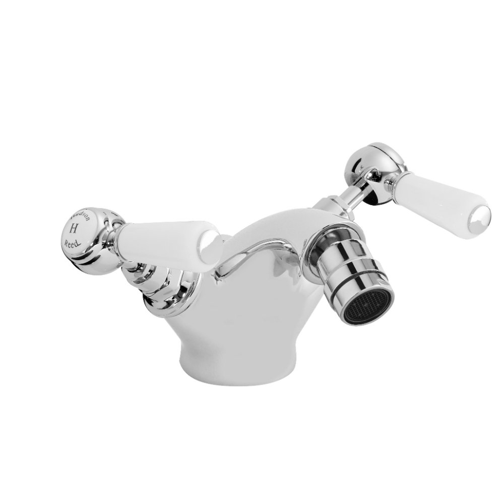 Hudson Reed Topaz Lever Hex Handle Collar Bidet Mixer Tap With Waste