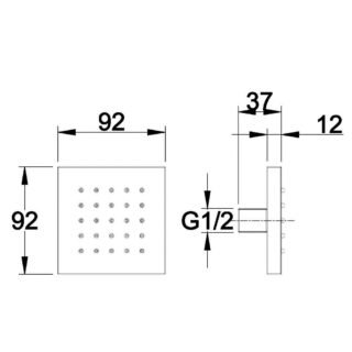 Hudson Reed Square Tile Single Body Jet - Chrome - Image 3