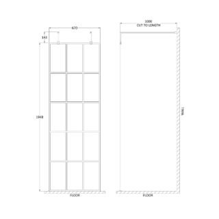 Hudson Reed Framed Wetroom Screen With Arms And Feet - 8mm Glass - Matt Black - Image 2
