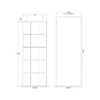 Hudson Reed Framed Wetroom Screen With Arms And Feet - 8mm Glass - Matt Black - Image 3