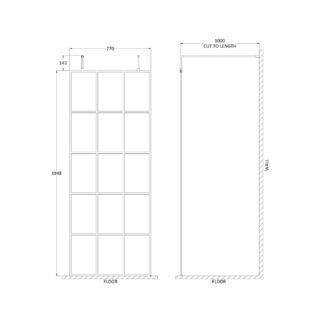 Hudson Reed Framed Wetroom Screen With Arms And Feet - 8mm Glass - Matt Black - Image 4