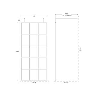 Hudson Reed Framed Wetroom Screen With Arms And Feet - 8mm Glass - Matt Black - Image 5