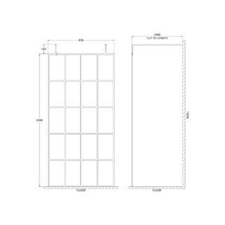 Hudson Reed Framed Wetroom Screen With Arms And Feet - 8mm Glass - Matt Black - Image 6