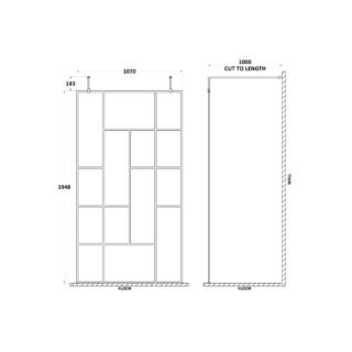 Hudson Reed Abstract Frame Wetroom Screen With Support Bars - 8mm Glass - Matt Black - Image 7