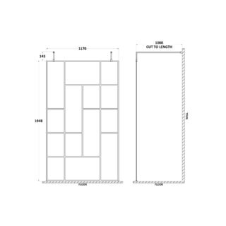 Hudson Reed Abstract Frame Wetroom Screen With Support Bars - 8mm Glass - Matt Black - Image 8