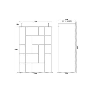 Hudson Reed Abstract Frame Wetroom Screen With Support Bars - 8mm Glass - Matt Black - Image 9