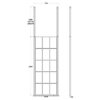 Hudson Reed Framed Wetroom Screen With Ceiling Posts - Matt Black - Image 3