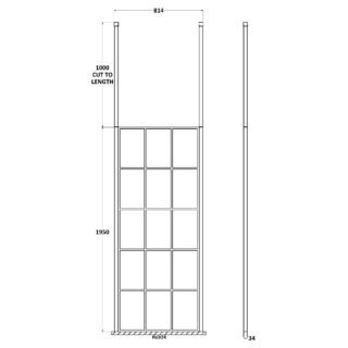 Hudson Reed Framed Wetroom Screen With Ceiling Posts - Matt Black - Image 4