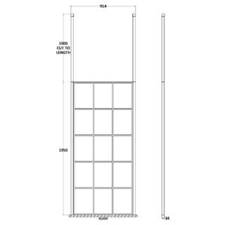 Hudson Reed Framed Wetroom Screen With Ceiling Posts - Matt Black - Image 5