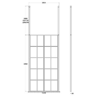 Hudson Reed Framed Wetroom Screen With Ceiling Posts - Matt Black - Image 6