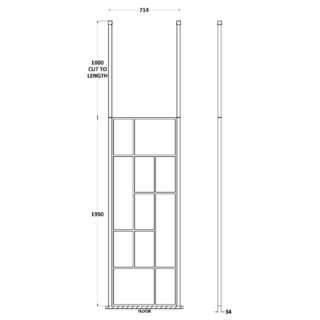 Hudson Reed Abstract Frame Wetroom Screen With Ceiling Posts - 8mm Glass - Matt Black - Image 2