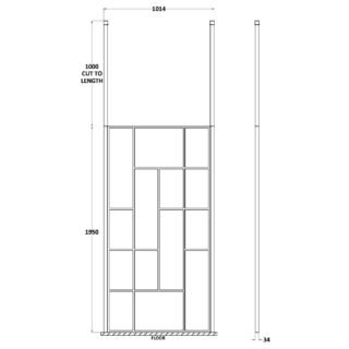 Hudson Reed Abstract Frame Wetroom Screen With Ceiling Posts - 8mm Glass - Matt Black - Image 6