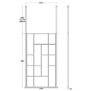 Hudson Reed Abstract Frame Wetroom Screen With Ceiling Posts - 8mm Glass - Matt Black - Image 7