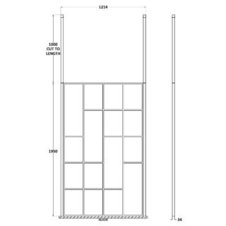Hudson Reed Abstract Frame Wetroom Screen With Ceiling Posts - 8mm Glass - Matt Black - Image 8
