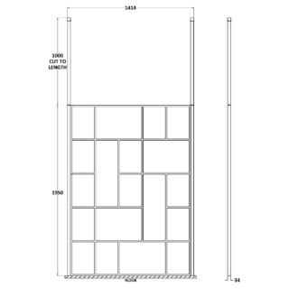 Hudson Reed Abstract Frame Wetroom Screen With Ceiling Posts - 8mm Glass - Matt Black - Image 9
