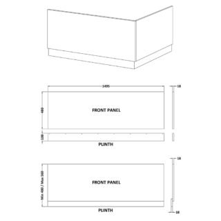 Hudson Reed Straight Front Bath Panel With Plinth - Gloss White - Image 3