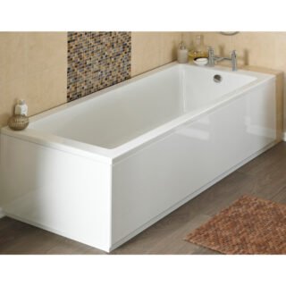 Hudson Reed Straight Front Bath Panel With Plinth - Gloss White - Image 2