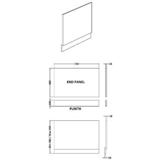 Hudson Reed Straight Bath End Panel And Plinth - 750mm Wide - Image 2