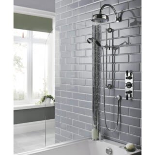 Hudson Reed Topaz 2 Outlet 3 Handle Thermostatic Concealed Shower Valve - Chrome - Image 2