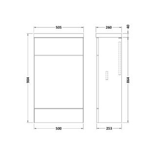 Hudson Reed Fusion Compact Back To Wall WC Unit With Polymarble Top - 500mm Wide - Image 3