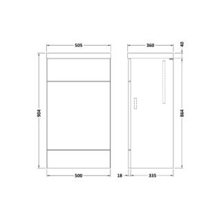 Hudson Reed Fusion Back To Wall WC Unit With Polymarble Top - 500mm Wide - Image 3