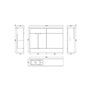 Hudson Reed Fusion Compact Combination Bathroom Furniture Pack - Vanity And WC Unit With Basin - 1200mm Wide - Image 5