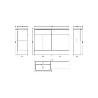 Hudson Reed Fusion Combination Bathroom Furniture Pack - Vanity And WC Unit With Basin - 1200mm Wide - Image 3