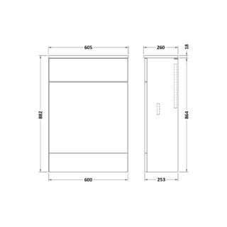 Hudson Reed Fusion Compact Back To Wall WC Unit With Coloured Worktop - 600mm Wide - Image 2