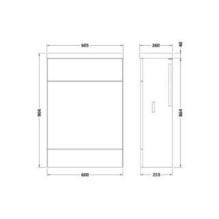Hudson Reed Fusion Compact Back To Wall WC Unit With Polymarble Top - 600mm Wide - Image 4
